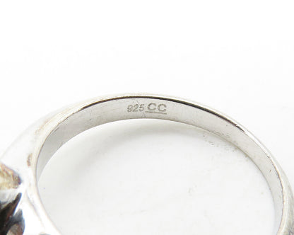 925 Sterling Silver  Vintage Shiny Cubic Zirconia Solitaire Ring Sz 7  RG19683