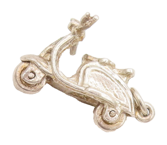 925 Sterling Silver  Vintage 3D Carved Movable Vespa Charm Pendant  PT22331