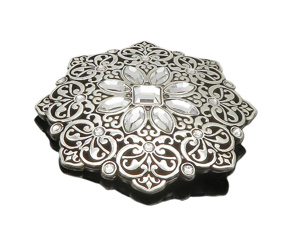 925 Sterling Silver  Sparkling Cubic Zirconia Ornate Flower Pendant  PT12317
