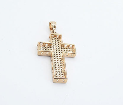 925 Sterling Silver  Cubic Zirconia Rose Gold Plated Cross Pendant  PT6161