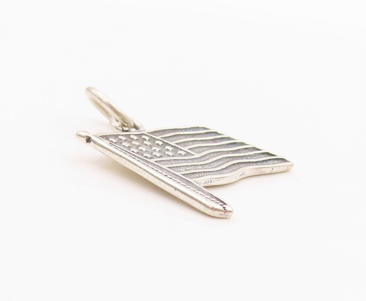 925 Sterling Silver Vintage Pendant Antique Cutout USA Flag Charm  PT24539