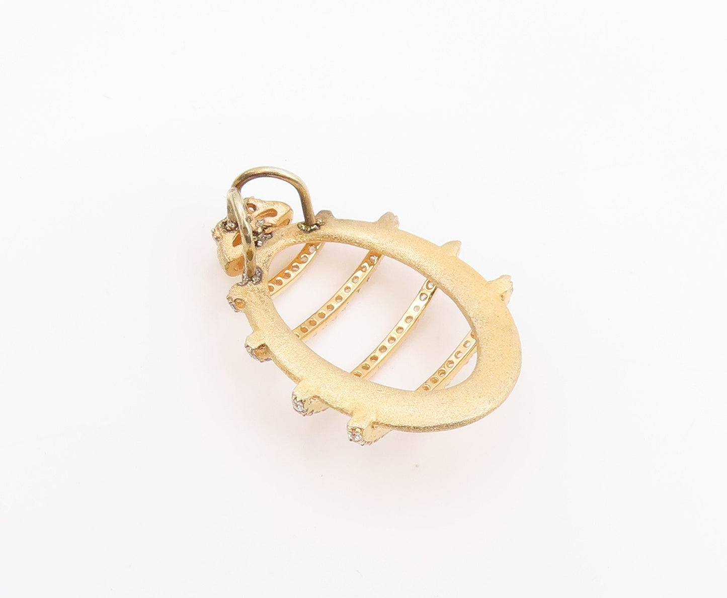 925 Sterling Silver Vintage Pendant Gold Plated CZ Pave Celestial Orbit  PT26021