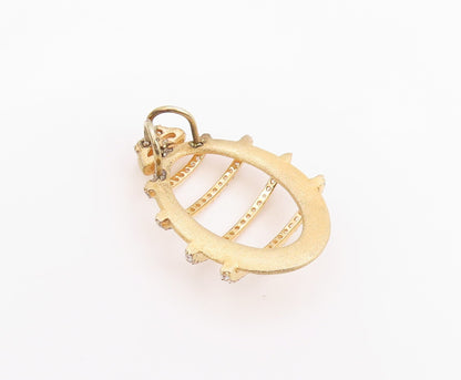 925 Sterling Silver Vintage Pendant Gold Plated CZ Pave Celestial Orbit  PT26021