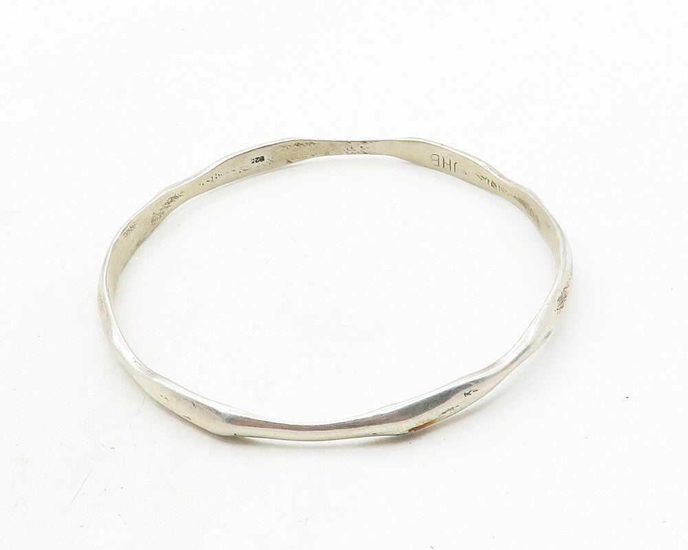 JHB NAVAJO 925 Sterling Silver  Vintage Shiny Sculpted Bangle Bracelet  BT4372