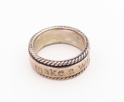 925 Sterling Silver Vintage Ring Antique Make A Wish Etched  Sz 7  RG33257