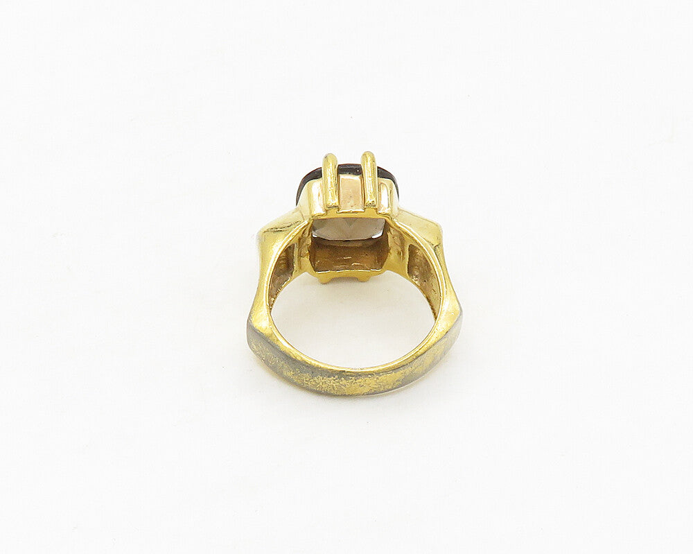 DAVID SIGAL 925 Silver  Smoky Topaz Gold Plated Cocktail Ring Sz 8.5  RG17400