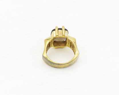 DAVID SIGAL 925 Silver  Smoky Topaz Gold Plated Cocktail Ring Sz 8.5  RG17400