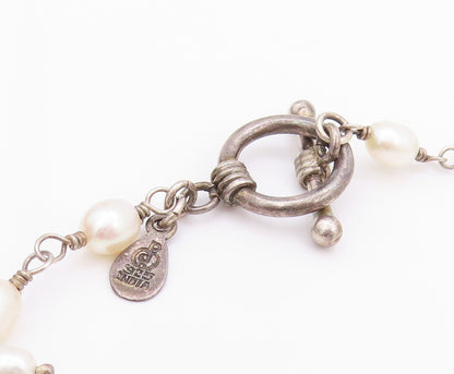 925 Sterling Silver Vintage Necklace DOUG PAULUS Minimalist Pearl Cluster NE4492