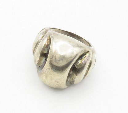 925 Sterling Silver  Vintage Smooth Dark Tone Dome Band Ring Sz 8  RG15378
