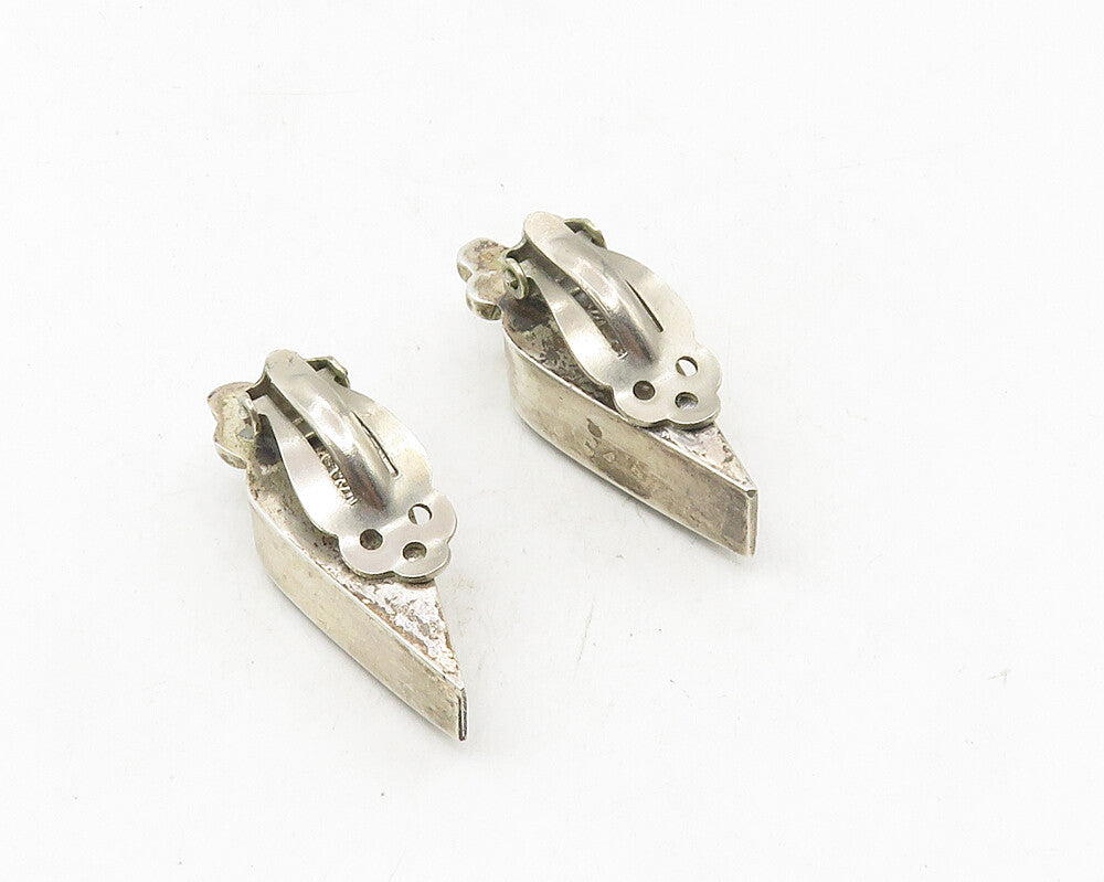 MEXICO 925 Sterling Silver  Vintage Black Onyx Non Pierce Earrings  EG5229