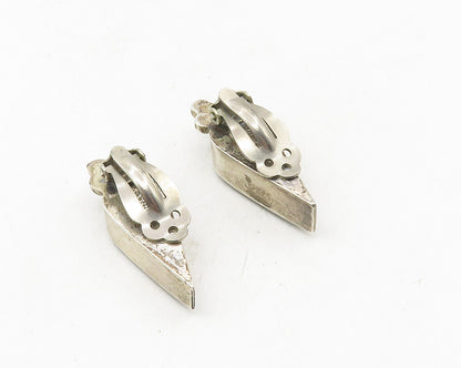 MEXICO 925 Sterling Silver  Vintage Black Onyx Non Pierce Earrings  EG5229
