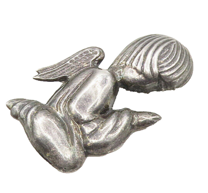 925 Sterling Silver  Vintage Oxidized Praying Angel Motif Brooch Pin  BP6819
