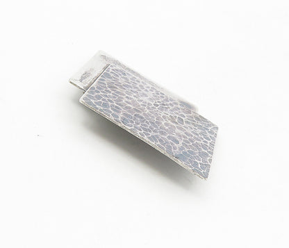 H&S 925 Sterling Silver  Vintage Dark Tone Hammered Square Brooch Pin  BP3313