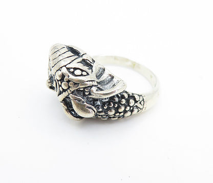 925 Sterling Silver  Vintage Sculpted Elephant's Head Band Ring Sz 8  RG7944