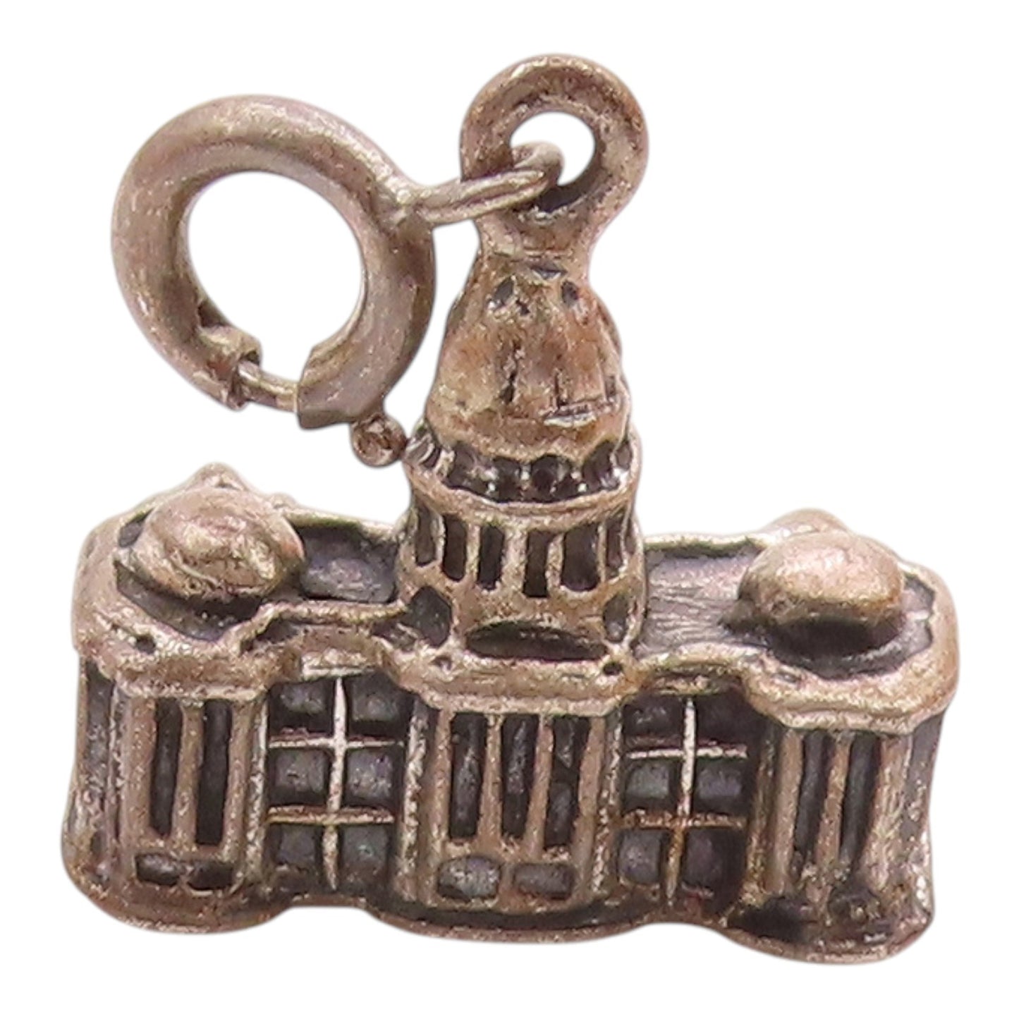 925 Sterling Silver  Vintage Capitol Building Dark Tone Pendant  PT16915