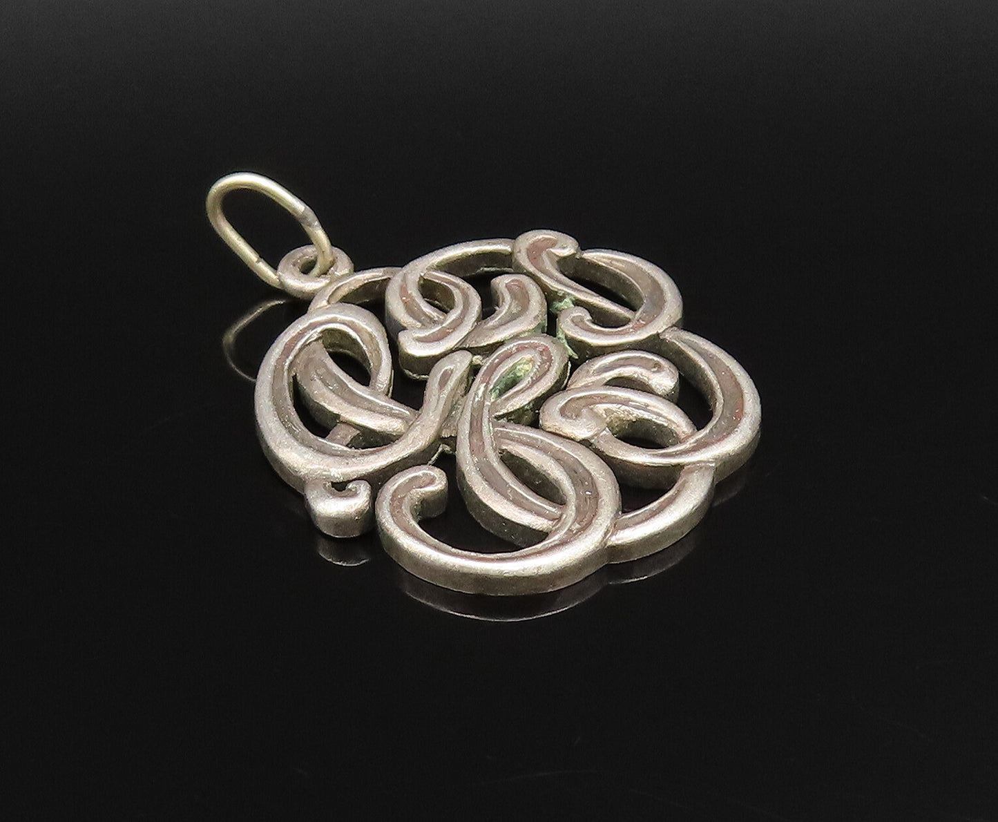 925 Sterling Silver  Vintage Knotted Abstract Cutout Pendant  PT21699