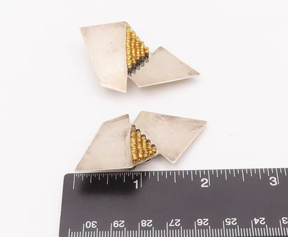 925 Sterling Silver Vintage Earrings EUROPEAN Brutalist Designer Beaded  EG12947