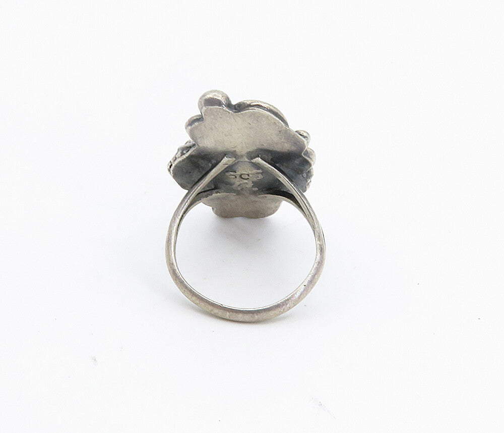 SARAH CURLEY NAVAJO 925 Silver  Vintage Turquoise Cocktail Ring Sz 6.5  RG8641