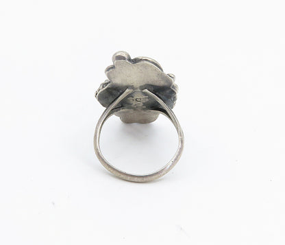 SARAH CURLEY NAVAJO 925 Silver  Vintage Turquoise Cocktail Ring Sz 6.5  RG8641