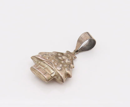 925 Serling Silver  Vintage 3D Mini Star At Top Christmas Tree Pendant PT22047