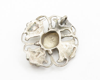 925 Sterling Silver  Vintage Antique Sculpted Floral Motif Pendant  PT10457