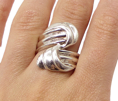 925 Sterling Silver  Vintage Art Deco Bypass Band Ring Sz 7  RG3339