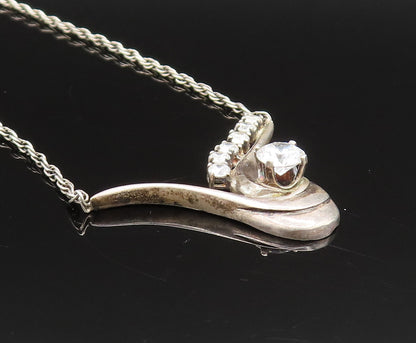 925 Sterling Silver  Vintage Swirl Wrapped Cubic Zirconia Necklace  NE3903