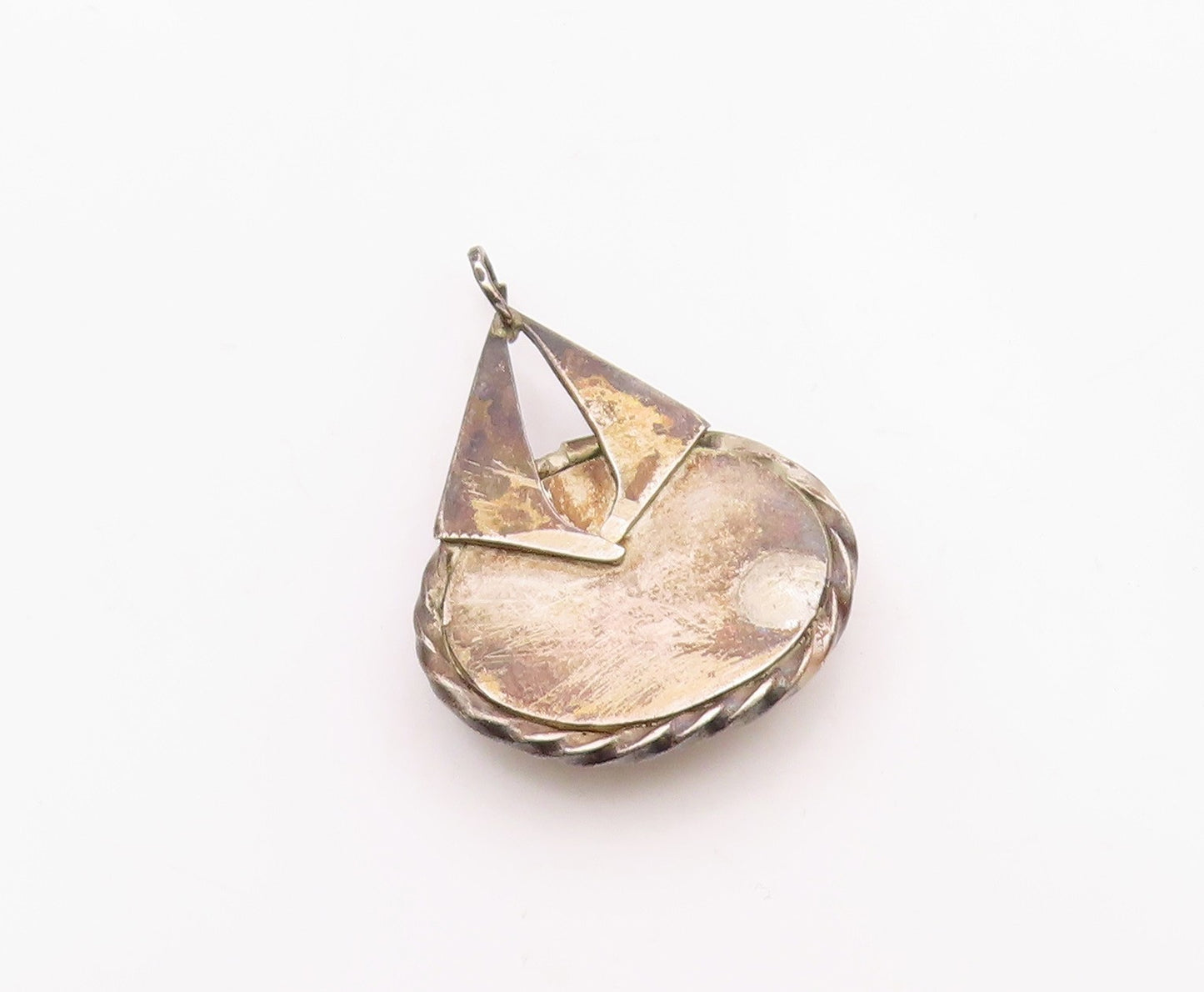 925 Sterling Silver  Vintage Enamel Swirl Twisted Edge Drop Pendant  PT20354