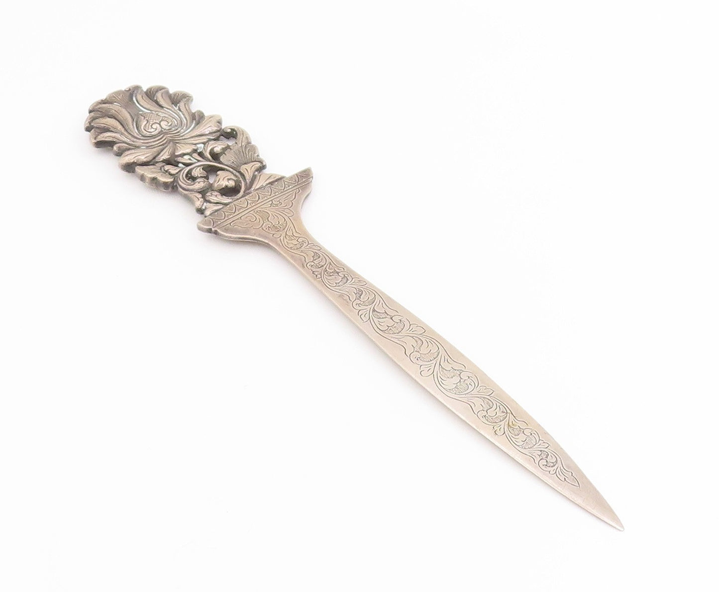 925 Sterling Silver Vintage Paper Knife EUROPE Art Nouveau Letter Opener  TR4174