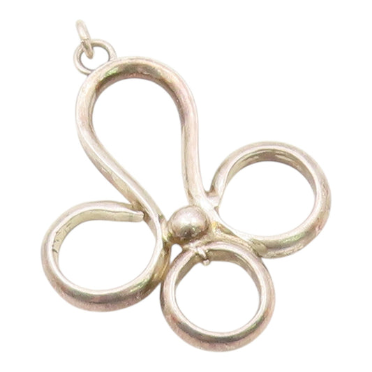 925 Sterling Silver  Vintage Minimalist Openwork Swirls Drop Pendant  PT21697