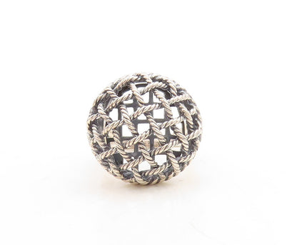 925 Sterling Silver Vintage Ring Round Twisted Rope Woven Net  Sz 9  RG31404