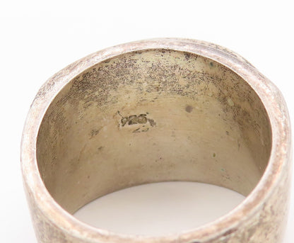 925 Sterling Silver Vintage Ring Chunky Triple Grooved Band Heavy Sz 8.5 RG33604