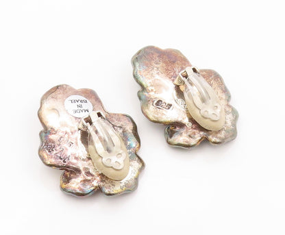925 Sterling Silver Vintage Earrings BAT AMI ISRAEL Pearl Flowers  EG13372