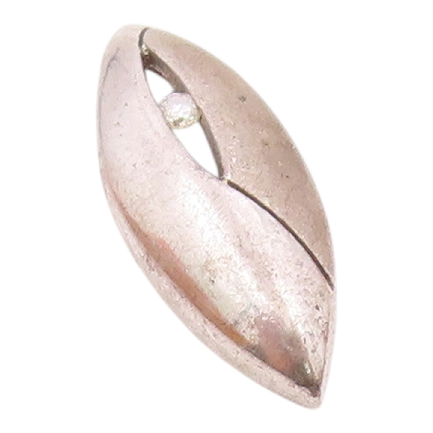 925 Sterling Silver  Vintage Genuine Diamond Pointed Oval Pendant  PT11943
