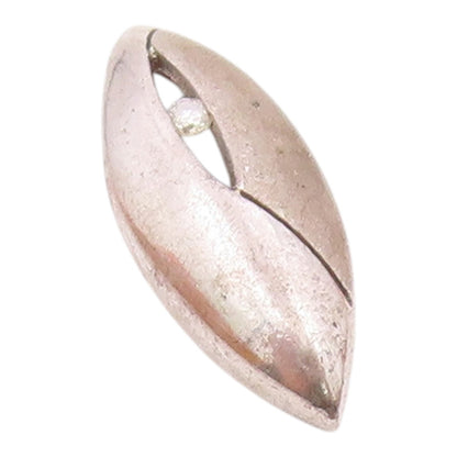 925 Sterling Silver  Vintage Genuine Diamond Pointed Oval Pendant  PT11943