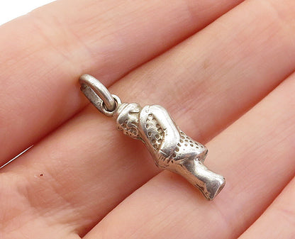 925 Sterling Silver  Vintage Petite Hollow Man In Jacket Drop Pendant  PT4706