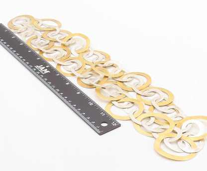 925 Sterling Silver Vintage Necklace Gold Plated Large Linked Rings  NE4344