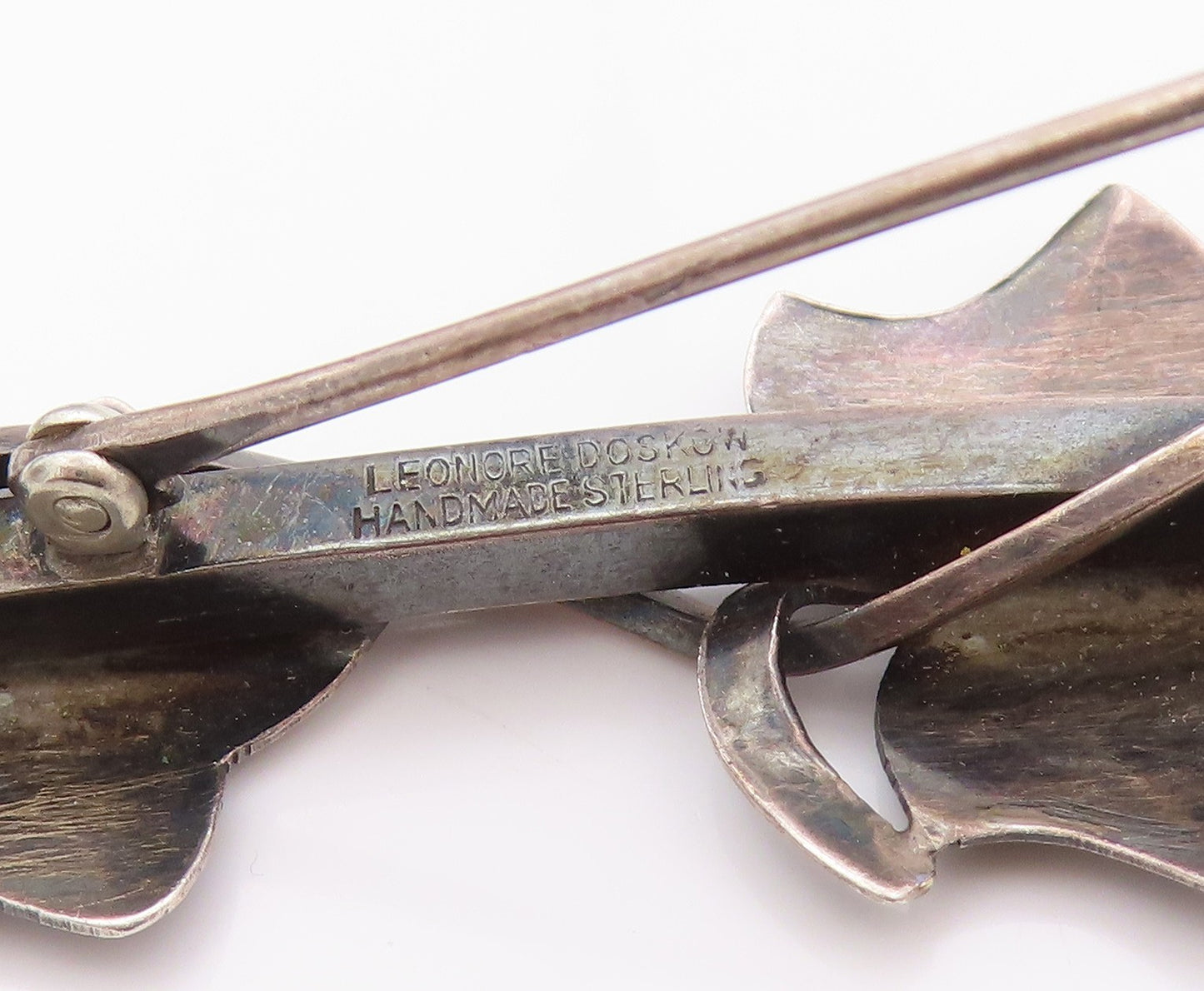 925 Sterling Silver Vintage Brooch LEONORE DOSKOW Connected Ivy Leaves  BP11622