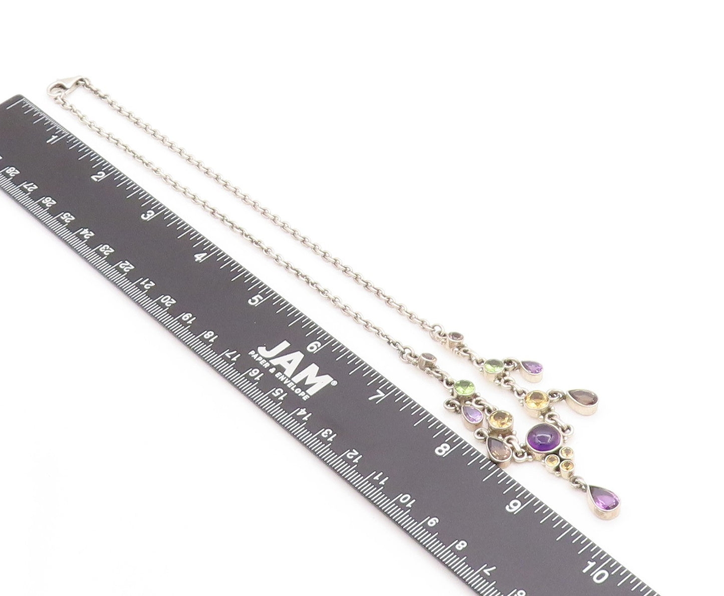 925 Sterling Silver Vintage Necklace NICKY BUTLER Multi Gemstone Chain  NE4639