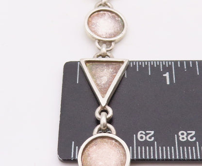 925 Sterling Silver Vintage Necklace Circular & Triangular Cutout Chain  NE4339