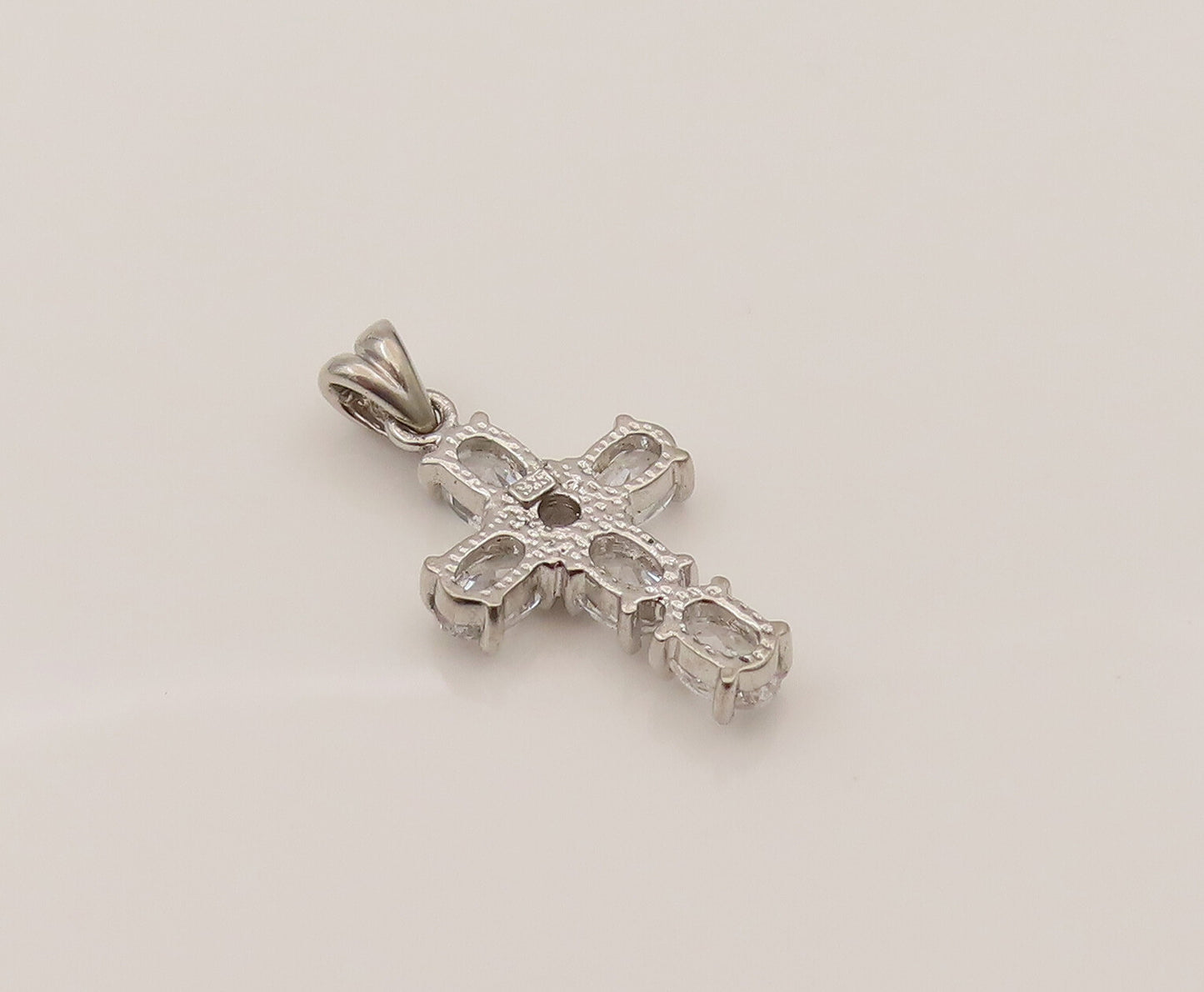 925 Silver  Vintage Dancing Cubic Zirconia Religious Cross Pendant  PT21945