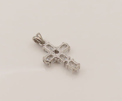 925 Silver  Vintage Dancing Cubic Zirconia Religious Cross Pendant  PT21945