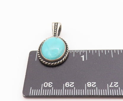 925 Sterling Silver Vintage Pendant CAROLYN POLLACK Oval Turquoise Charm PT24799