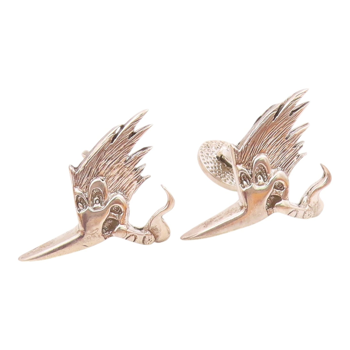 925 Sterling Silver  Vintage Cartoon Figure With Flowing Hair Cufflinks TR3333