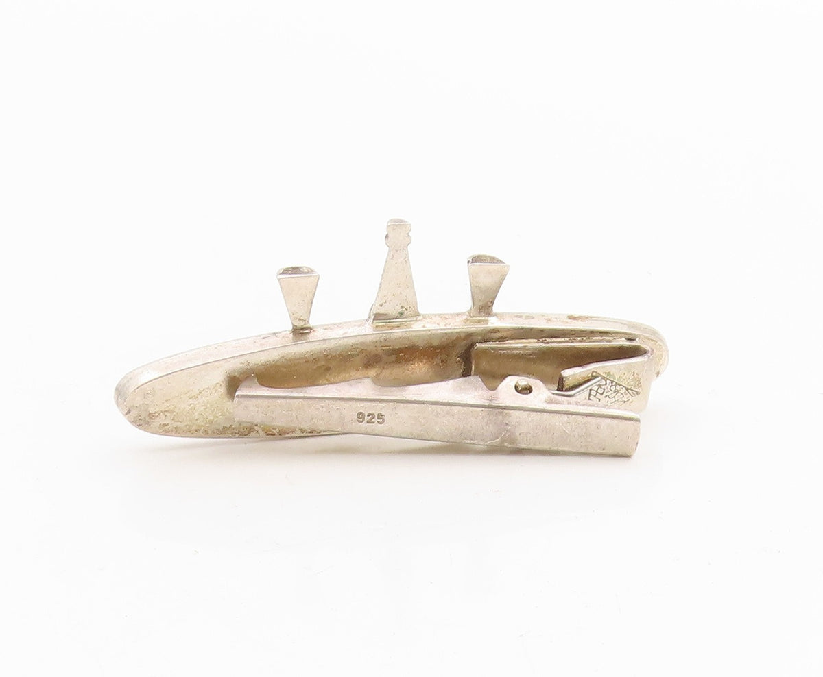 925 Sterling Silver Vintage Tie Clip Miniature Celebration Champagne Bar  TR4130