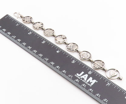 925 Sterling Silver Vintage Bracelet Classic Symbol Of Good Fortune Link BT12045