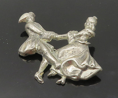 LANG 925 Sterling Silver  Vintage Dancing Couple Motif Brooch Pin  BP6757