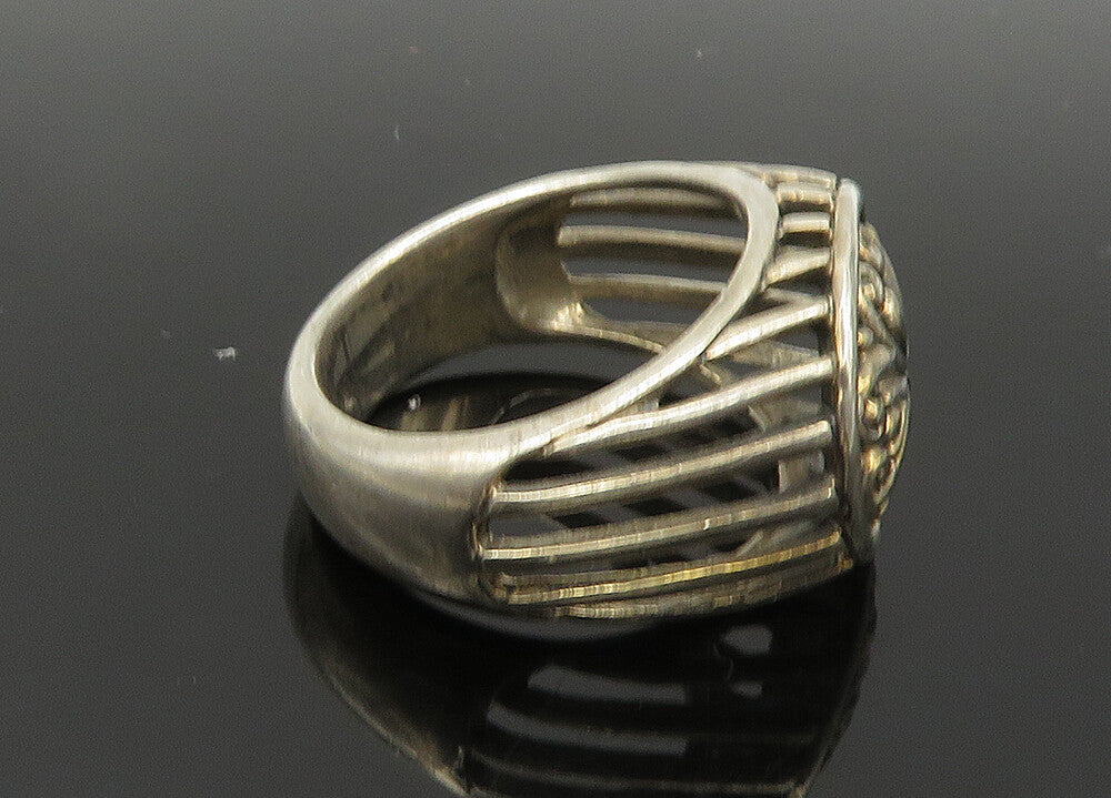 DESIGNER 925 Silver  Vintage Floral Love Heart Dome Band Ring Sz 9  RG20369