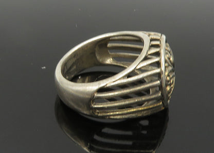 DESIGNER 925 Silver  Vintage Floral Love Heart Dome Band Ring Sz 9  RG20369