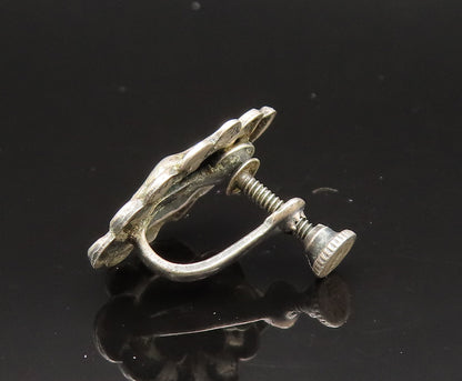 925 Sterling Silver  Vintage Flower Motif Screw Back Earrings  EG11702